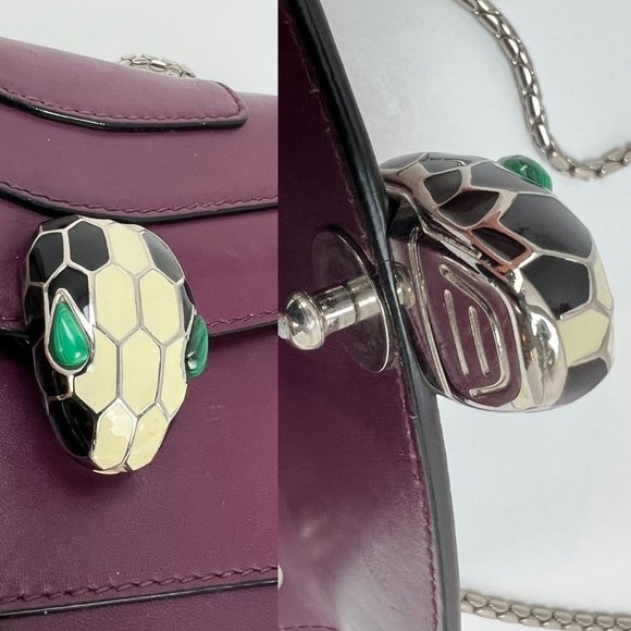 Bvlgari Calfskin Small Serpenti Forever Snake Plum Crossbody Bag - Picture 12 of 12